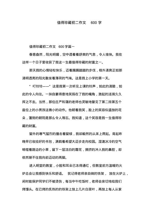 珍藏的作文600字初中