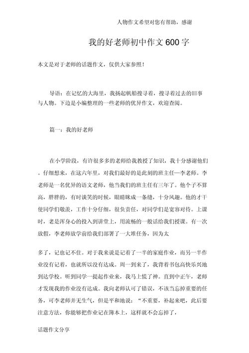 初中的新老师600字