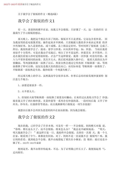 我学做饭作文600字