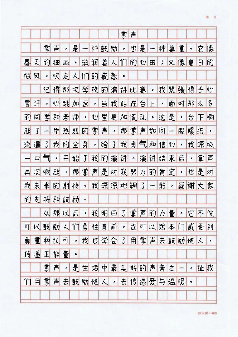 请给我掌声作文600字