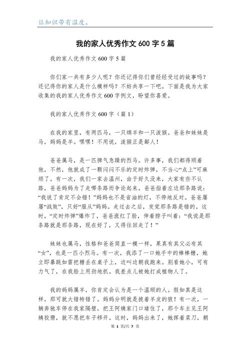 初二亲人作文600字