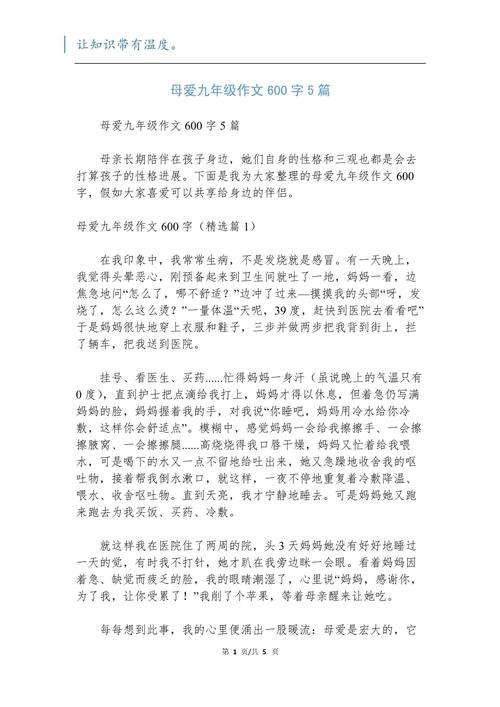 母爱最美作文600字