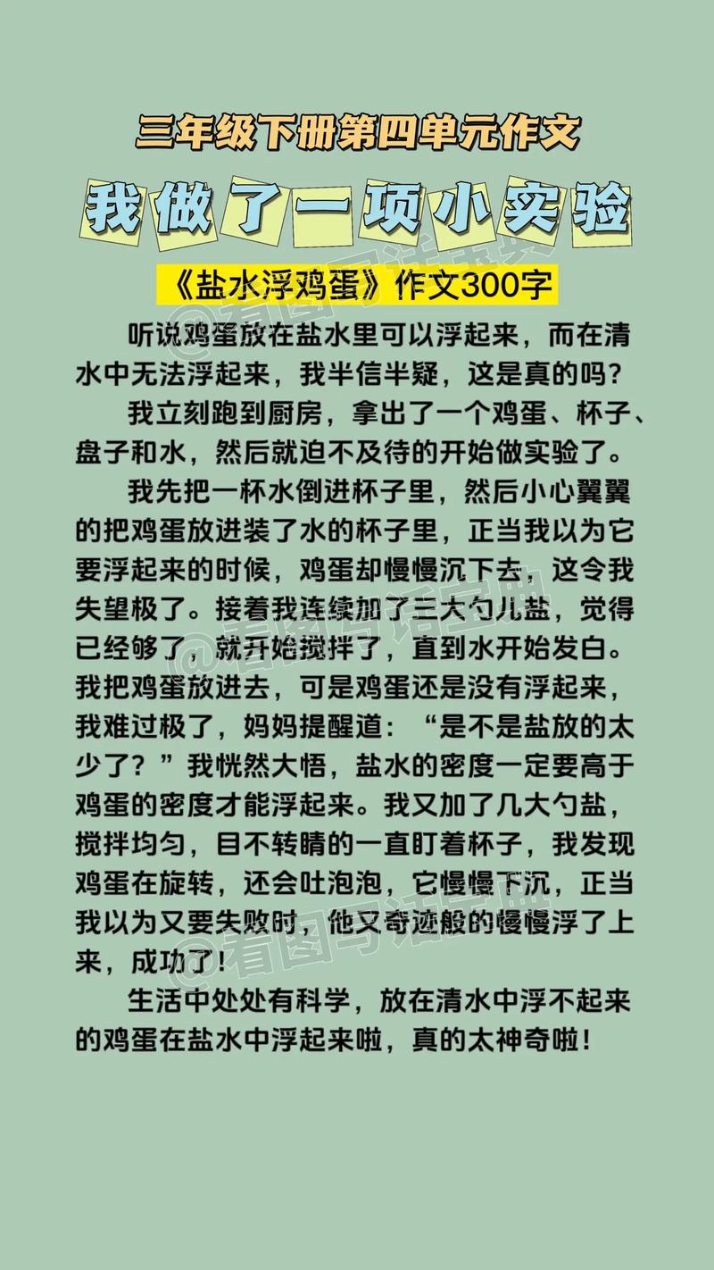 三年级做实验作文有哪些