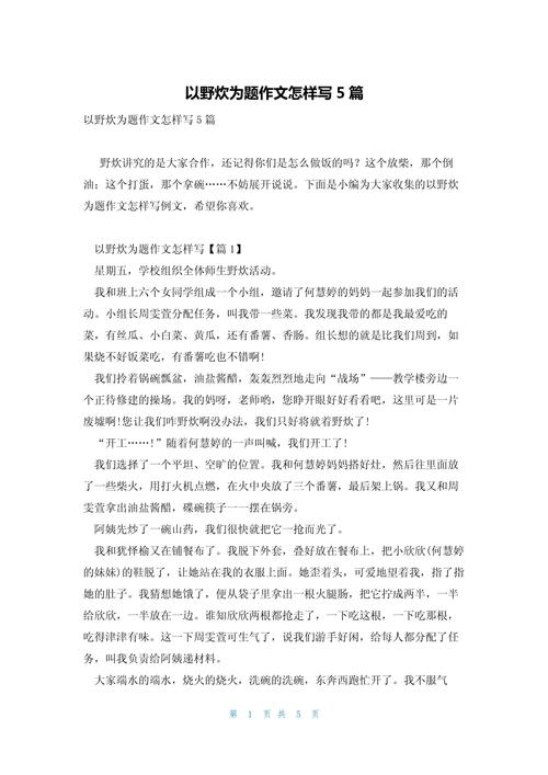 野炊活动作文600字