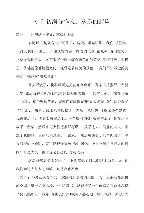 野炊活动作文600字