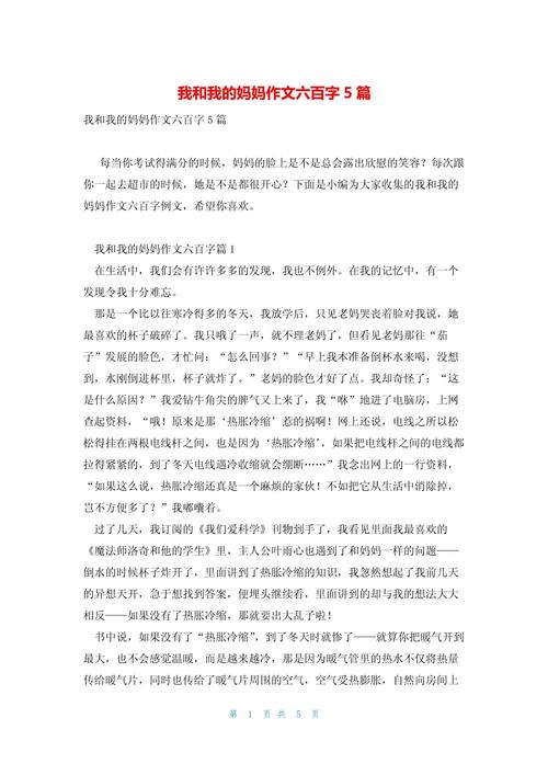 我和我的母亲600字