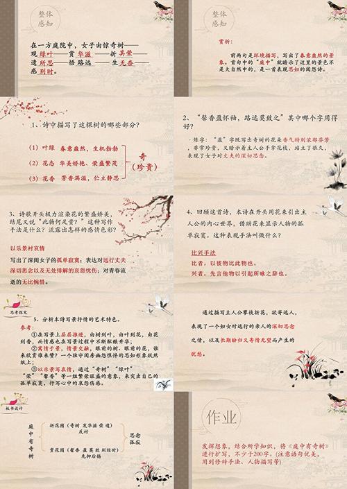 八上古诗词鉴赏PPT有哪些重点?