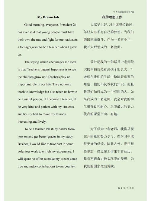 My dream job是什么?英语作文如何写?