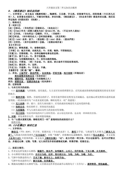 八年级下册语文复习资料有哪些重点？