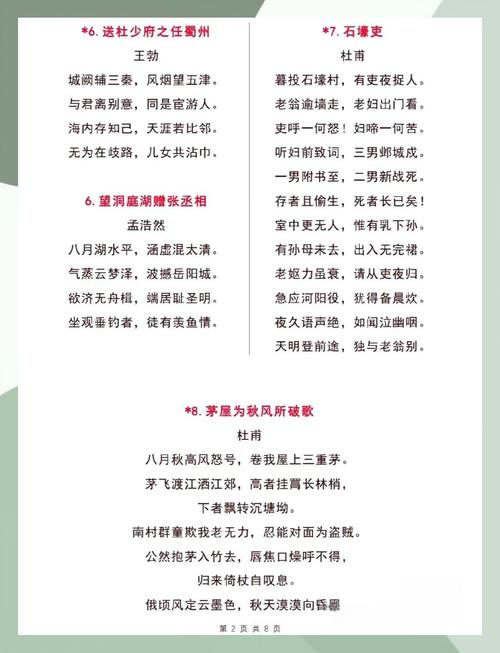 八年级下语文课内古诗词有哪些重点?