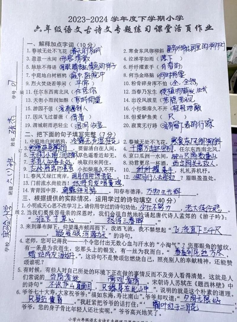 六年级古诗文练习与拓展,如何高效提升?