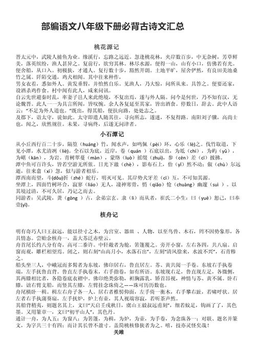 八年级下语文古诗词名句有哪些常考？