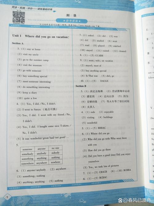 八年级上册英语单元测试卷答案在哪里找?