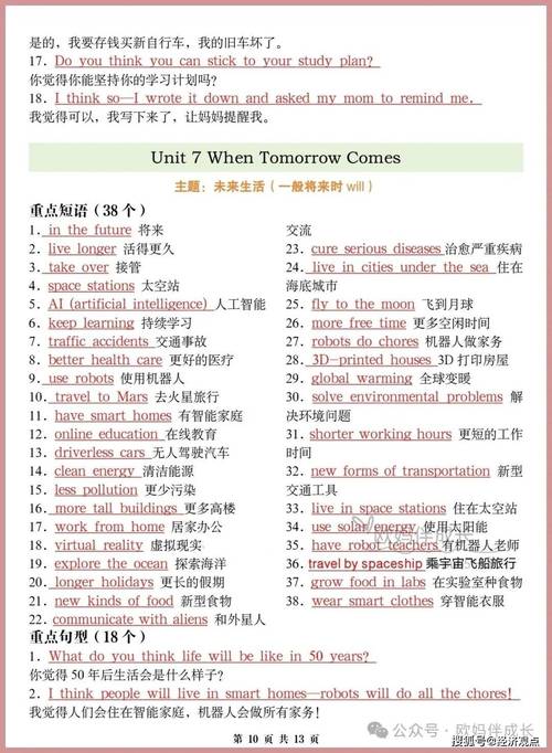 人教版八年级上册英语重点短语