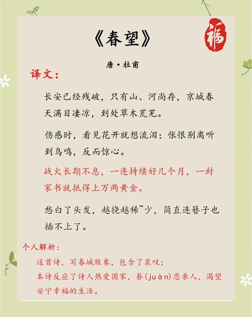 春望家国愁情如何凝于字句?