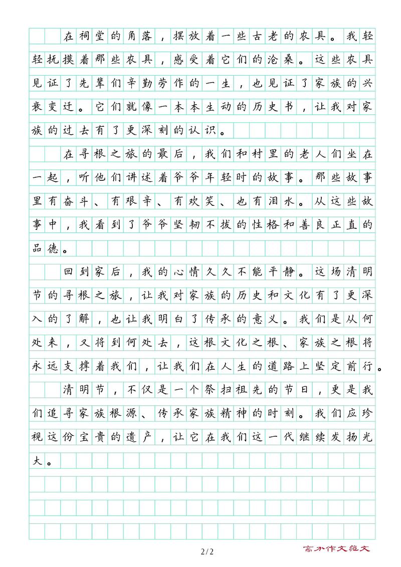 清明节600字作文初中