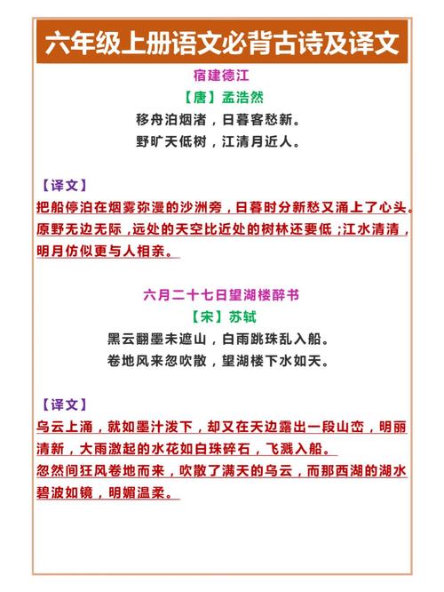 六年级上册必背15古诗有哪些？