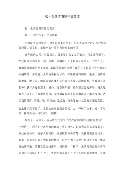 初一的生活500字作文