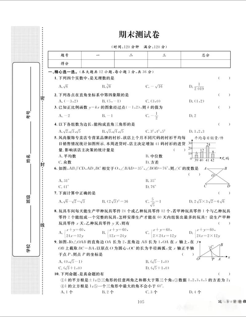 北师八年级上册数学期末考什么重点?