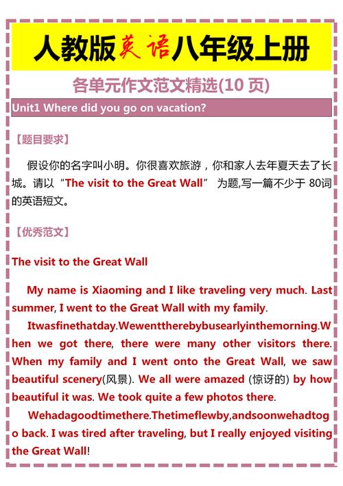 八年级上册英语一单元作文怎么写?