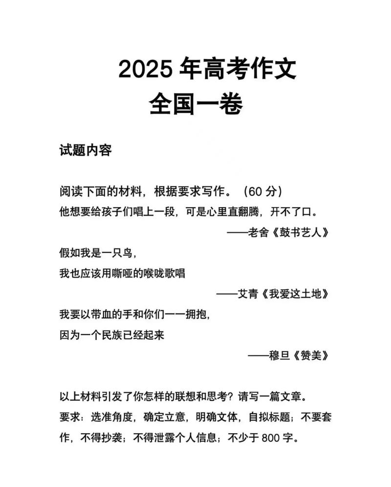 2025高考作文及题目