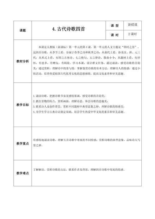 七年级语文古代诗歌四首教案