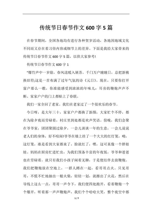 过年的作文600字初中