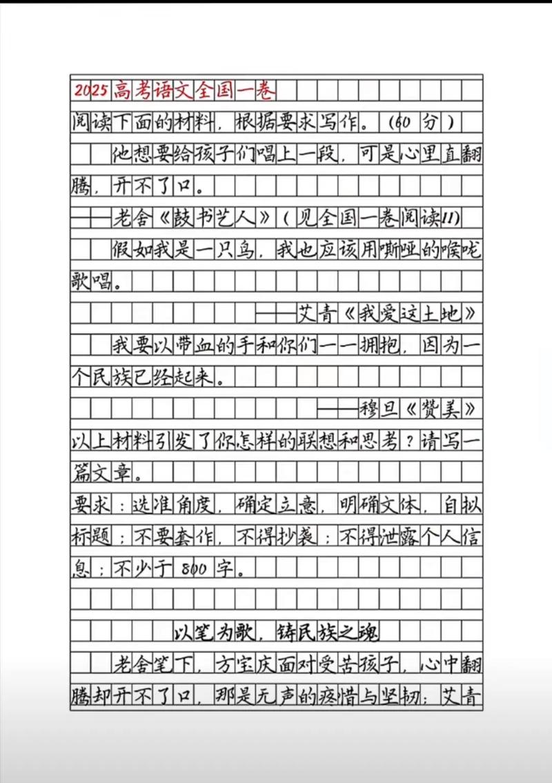 2025一卷作文题,青年当如何书写时代答卷?