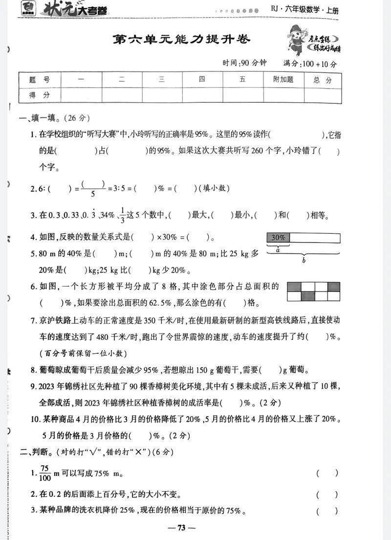 六年级数学单元测试卷如何高效提分？