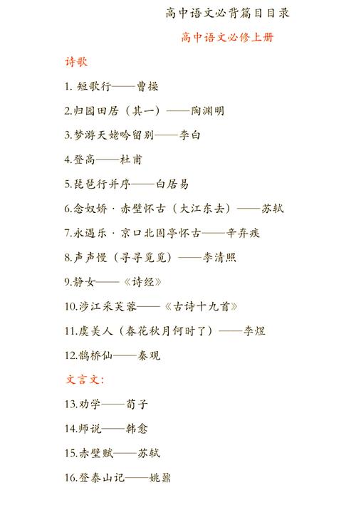 高中语文必修2古诗词背哪些?