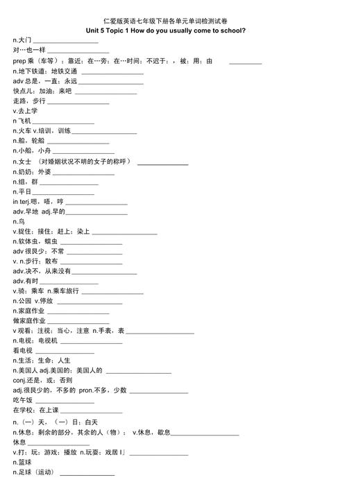 仁爱版七下英语试卷重点难点是什么？
