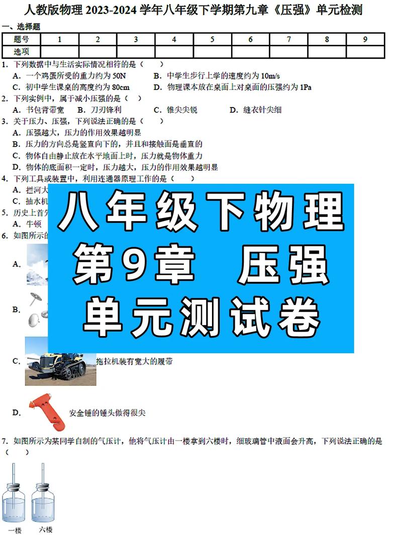 八年级下册物理试卷考点有哪些？