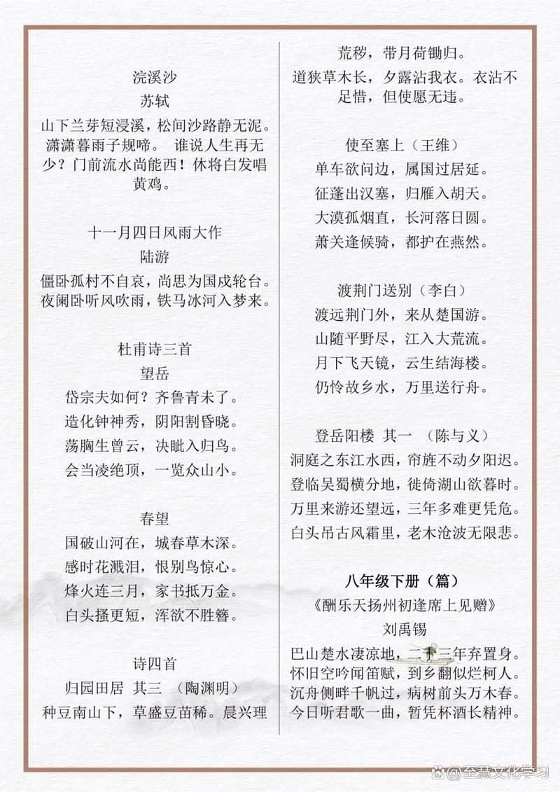 2025中考必考古诗文有哪些篇目？