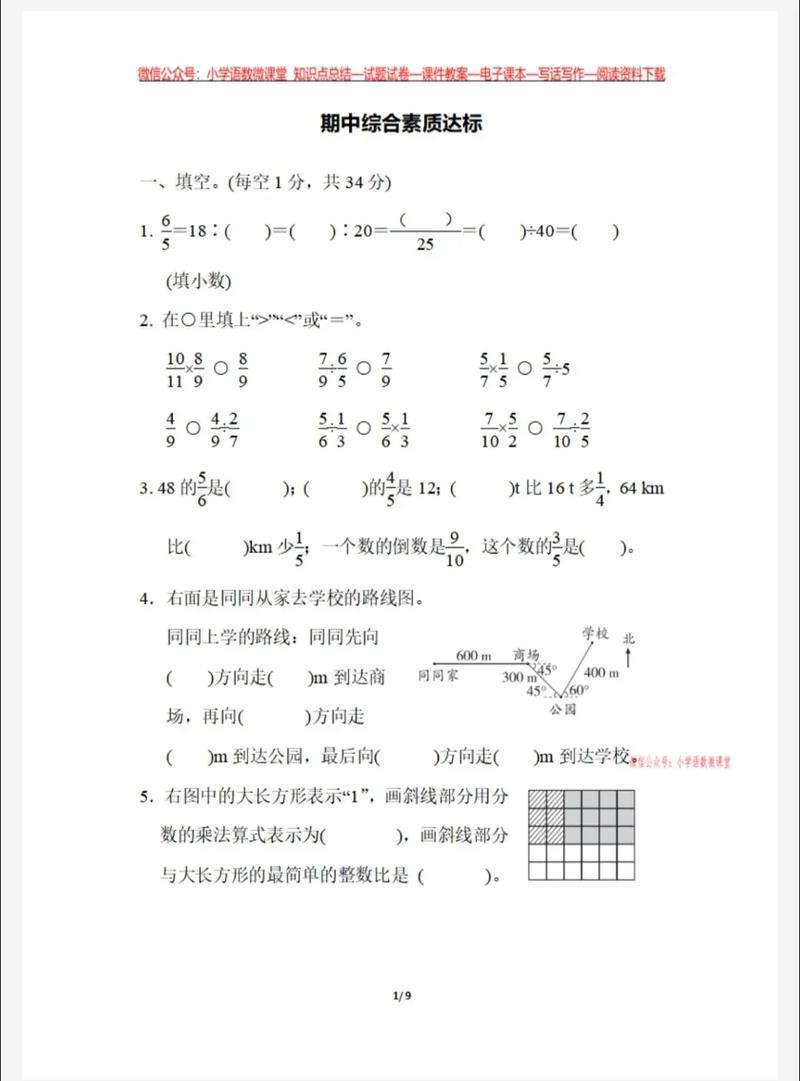 6年级上册期中数学卷重点难点有哪些？
