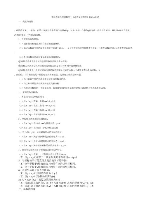 八年级下册数学函数知识点有哪些核心考点？