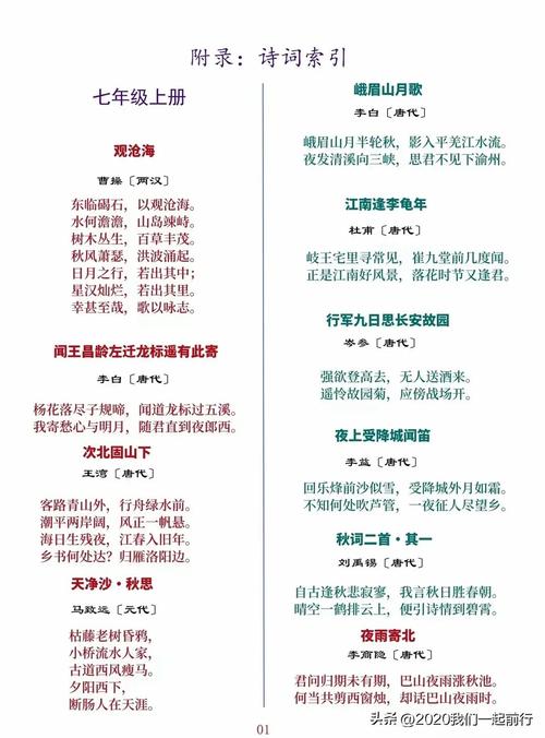 山东初中语文古诗词汇总有哪些重点？