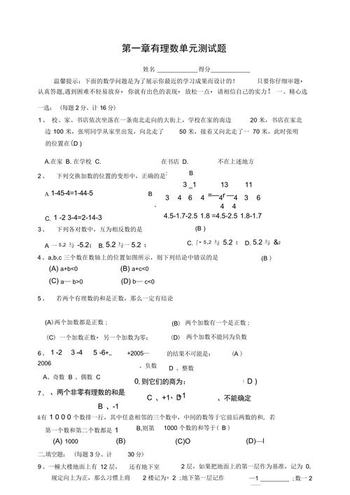 七年级数学第一单元测试题重点难点是什么？