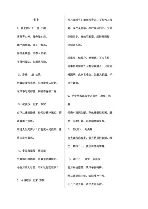 苏教版初中古诗词重点句有哪些？