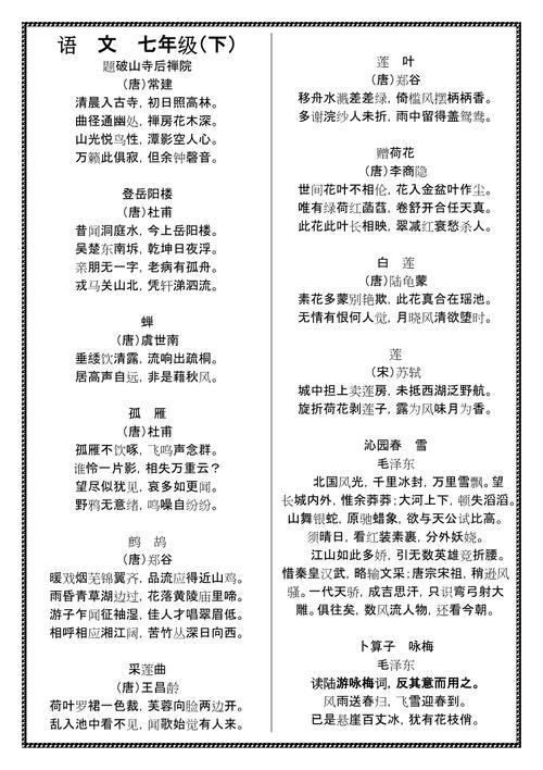 苏教版初中古诗词重点句有哪些？