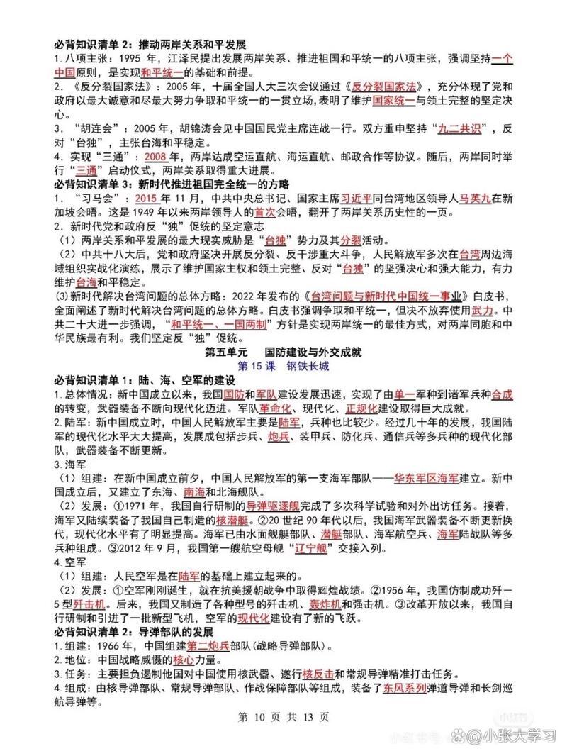 八年级下册历史知识点归纳,有哪些核心考点需掌握?