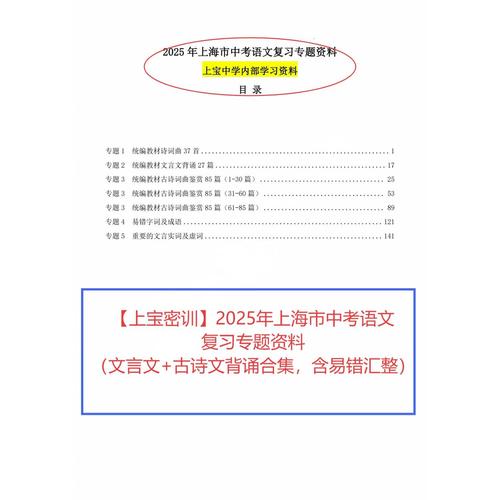 2025上海中考古诗文考什么？