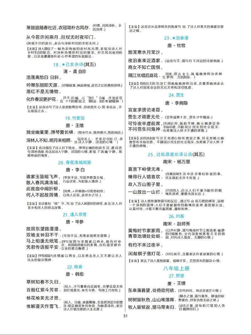 北京中考古诗文阅读范围具体包含哪些篇目？