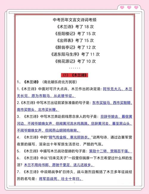 中考古诗文默写重点篇目有哪些?