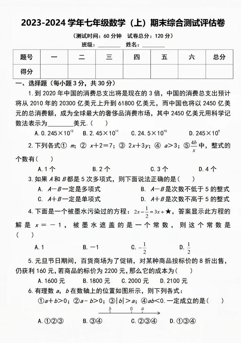 七年级上数学期末试卷重点难点解析？