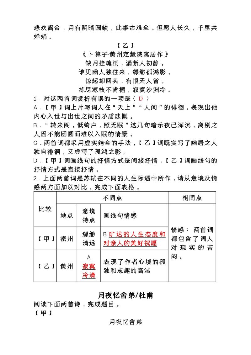 九年级语文古诗资料题目有哪些?