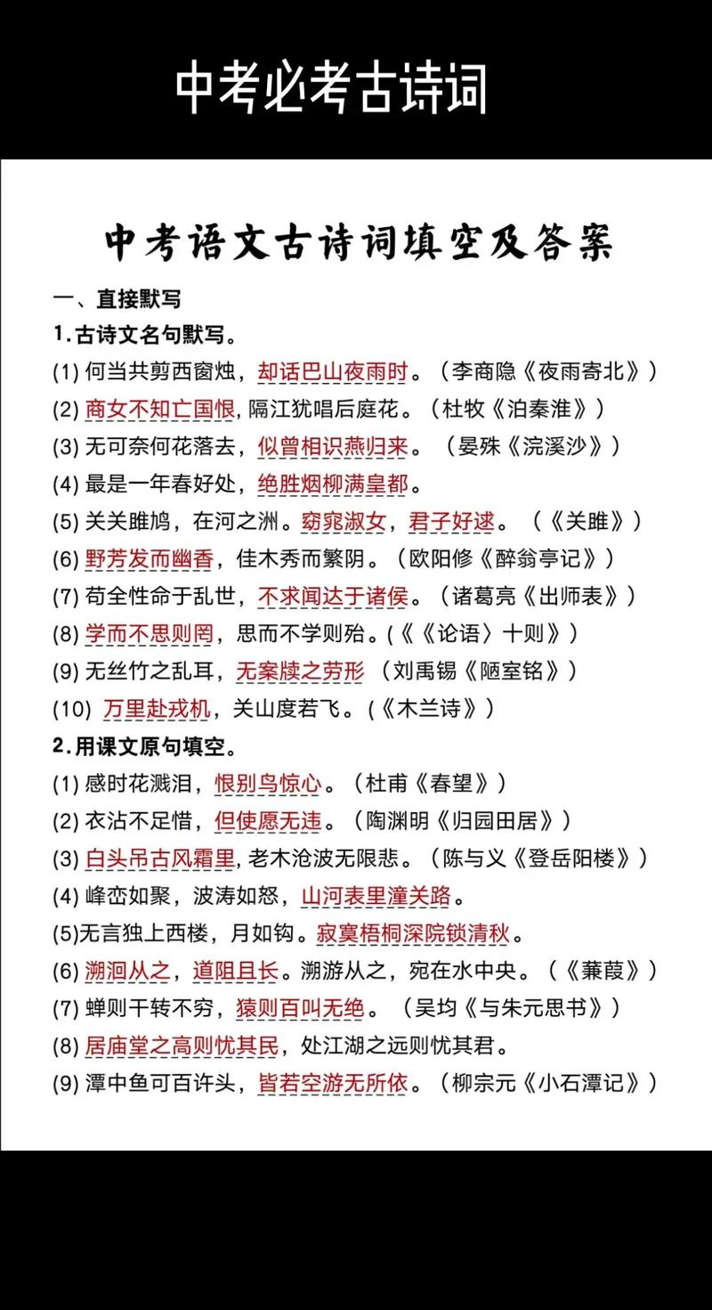 中考古诗词填空如何高效得分?