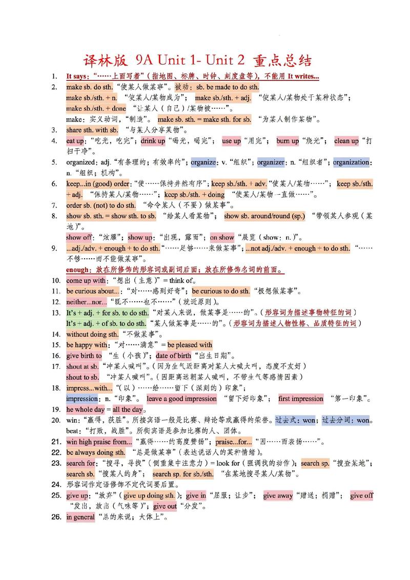 九年级上册英语核心考点有哪些？