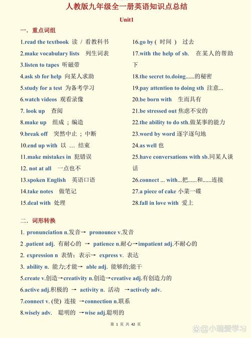 九年级上册英语核心考点有哪些?