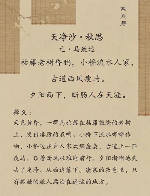 天净沙·秋思中枯藤老树昏鸦为何愁绪万千？