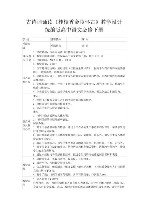 高中古诗文朗诵教学设计,如何高效激发学生兴趣?